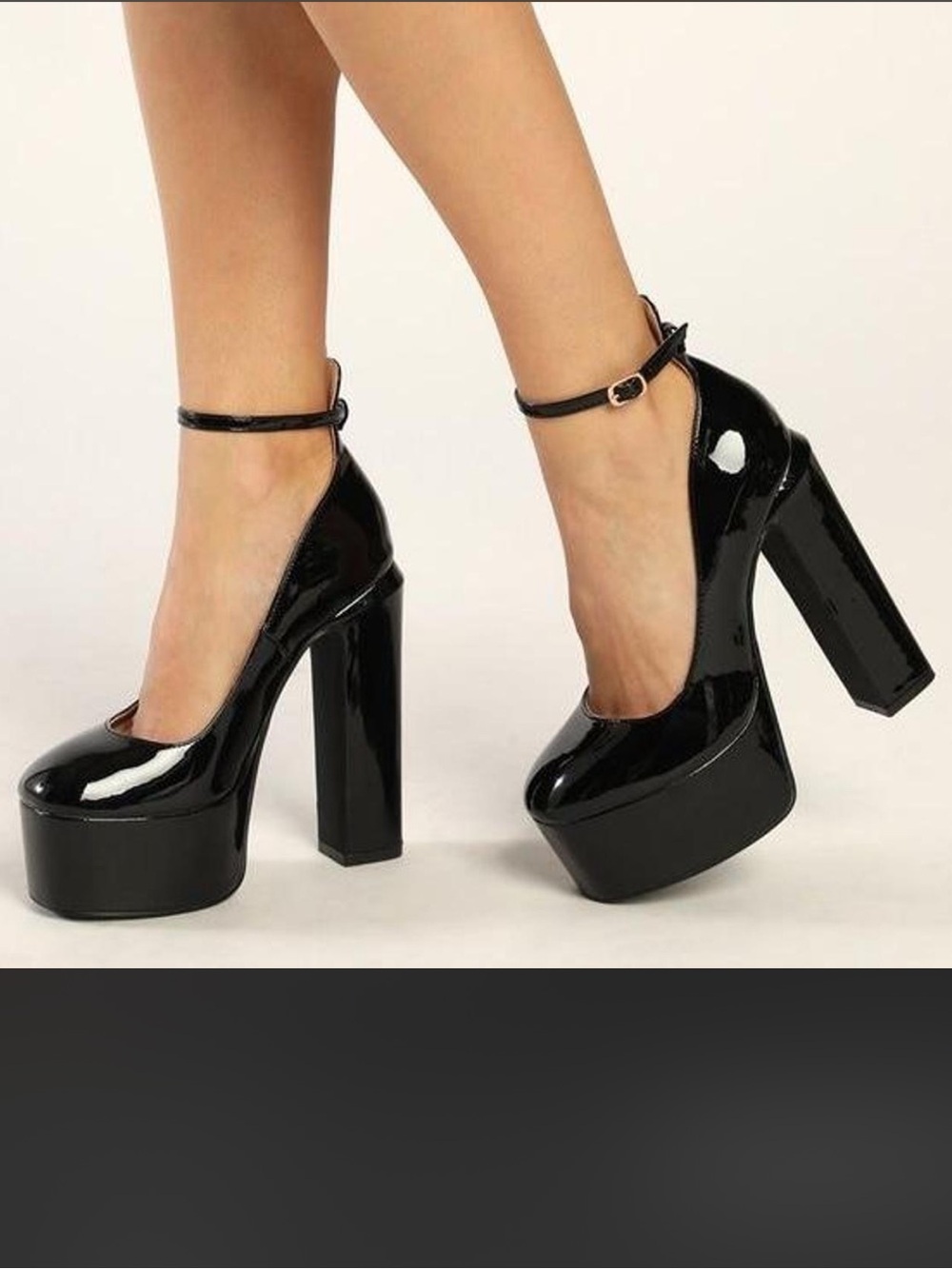 Steve Madden Skyrise Black Patent Leather Platform Girlhoodcore Mary Jane Heel 7
